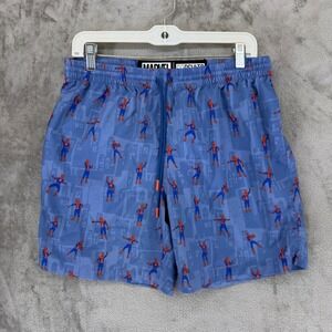 RSVLTS Marvel Spider-Man All Over Print Shorts Mens Medium Blue Superhero Casual